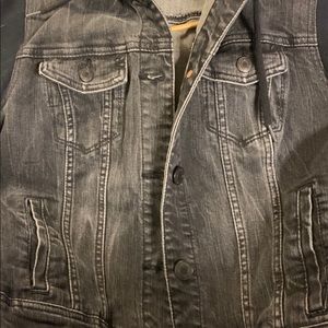 American Eagle black on black Jean Jacket size LG